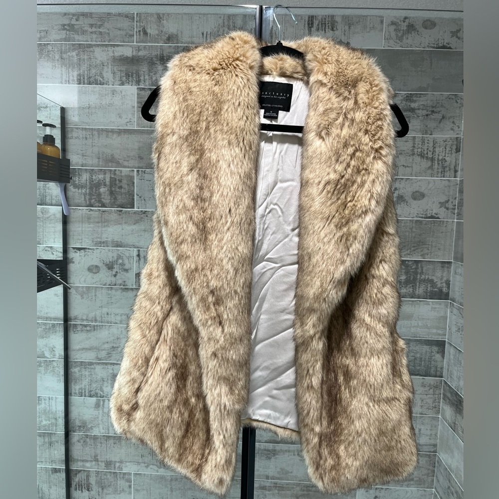 Anthropologie sanctuary Faux Fur Vest in Tan